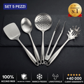 Kit di 5 utensili in acciaio inox sicuri sul titanio, manico freddo, lavastoviglie