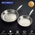 Set di 2 padelle in titanio martellato da 24 e 30 cm, impilabili
