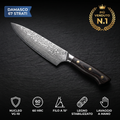 Coltello da chef damascato 20 cm con nucleo VG-10 e manico in legno stabilizzato