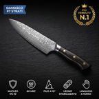 Coltello da chef damascato 20 cm con nucleo VG-10 e manico in legno stabilizzato
