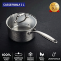 Casseruola in titanio 20 cm da 3 litri con coperchio in vetro e manico freddo