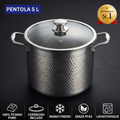 Pentola in titanio 24 cm da 5 litri con coperchio in vetro e manici freddi